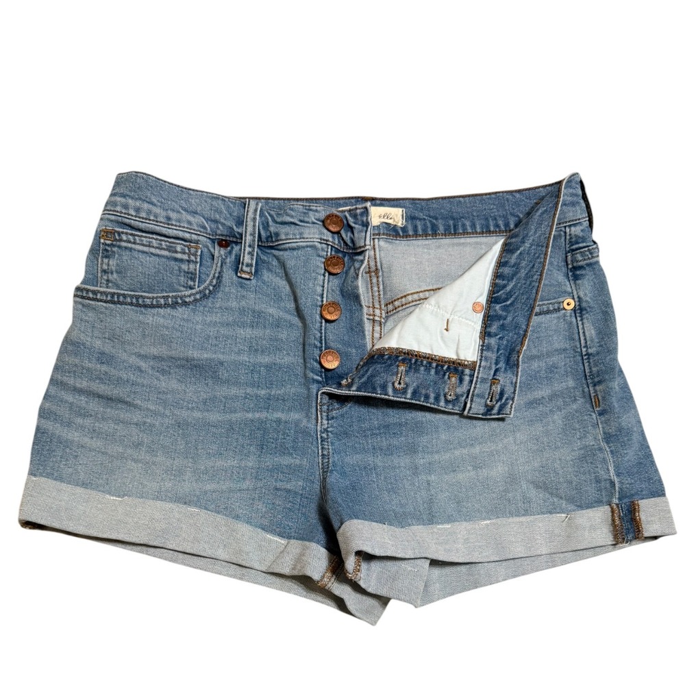 Madewell High Rise Button Fly Denim Shorts Light Wash Cuffed Size 29